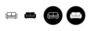 Beyaz arkaplanda izole edilmiş kanepe simgesi vektörü. Kanepe resmi. mobilya