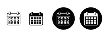 Takvim simgesi vektörü beyaz arkaplanda izole edildi. Takvim sembolü. Takvim vektör simgesi. Son teslim tarihi. Randevu. Süre