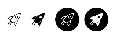 Roket ikon vektörü beyaz arkaplanda izole edildi. Kavram Simgesini Başlat. Başlangıç simgesi