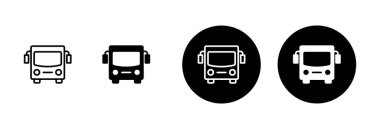 Otobüs simgesi vektörü beyaz arkaplanda izole edildi. Siyah yol vektör simgesi