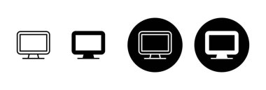 Beyaz arkaplanda bilgisayar simgesi vektörü izole edildi. PC Simge vektörü. Bilgisayar monitörü simgesi. Düz PC sembolü