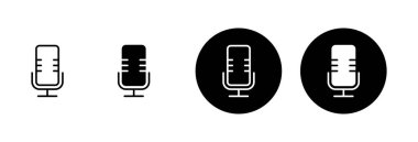 Beyaz arkaplanda izole edilmiş mikrofon simgesi vektörü. Mikrofon işareti. Karaoke mikrofon ikonu. Yayın mikrofonu işareti