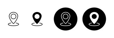 Pin simgesi vektörü beyaz arkaplanda izole edildi. Konum simgesi. Harita işaretleyici simgesi. Nokta. Yer bulucu. Adres