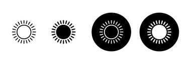 Beyaz arkaplanda izole edilmiş güneş simgesi vektörü. Güneş vektörü simgesi