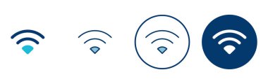 WIFI Simge vektörü beyaz arkaplanda izole edildi. Sinyal vektör simgesi. Kablosuz ve kablosuz ağ simgesi veya uzak internet erişimi için imza