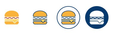 Hamburger ikonu vektörü beyaz arkaplanda izole edildi. Hamburger ve hamburger ikonu. Fast food vektör simgesi