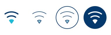 WIFI Simge vektörü beyaz arkaplanda izole edildi. Sinyal vektör simgesi. Kablosuz ve kablosuz ağ simgesi veya uzak internet erişimi için imza