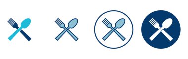 Çatal, kaşık ve bıçak beyaz arka planda izole edilmiş. Restoran ikonu. Yemek ikonu. Yiyin. Çatal bıçak simgesi. 