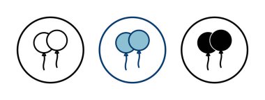 Beyaz arkaplanda izole edilmiş balon simgesi vektörü. Parti balonu süsleme doğum günü vektörü. Balon vektör simgesi