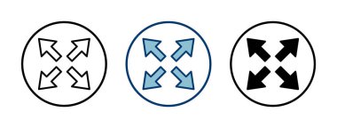 Beyaz arkaplanda tam ekran simge vektörü izole edildi. Tam ekran simgesine genişlet. Tam ekran işaret simgesi. Oklar sembolü