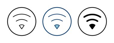 WIFI Simge vektörü beyaz arkaplanda izole edildi. Sinyal vektör simgesi. Kablosuz ve kablosuz ağ simgesi veya uzak internet erişimi için imza