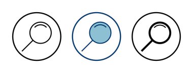 Beyaz arkaplanda izole edilmiş bir simge vektörü ara. Cam vektör simgesi. Büyüteç simgesini ara. Bul