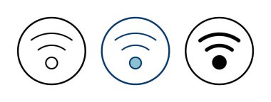 WIFI Simge vektörü beyaz arkaplanda izole edildi. Sinyal vektör simgesi. Kablosuz ve kablosuz ağ simgesi veya uzak internet erişimi için imza