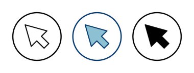 Beyaz arkaplanda simge vektörüne tıklayın. İmleç simgesi. Bilgisayar faresi imleç siyah ok simgelerine tıklayın. işaretleyici ok