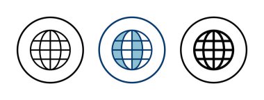 Web simgesi vektörü beyaz arkaplanda izole edildi. Web sitesi vektör simgesi. İnternet dünya vektörü