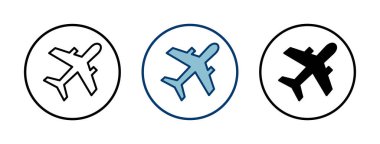 Beyaz arkaplanda izole edilmiş düzlem simgesi vektörü. Uçak vektör simgesi. Uçuş taşıma sembolü. Seyahat elementi çizimi. Tatil sembolü. Uçak.