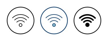 WIFI Simge vektörü beyaz arkaplanda izole edildi. Sinyal vektör simgesi. Kablosuz ve kablosuz ağ simgesi veya uzak internet erişimi için imza