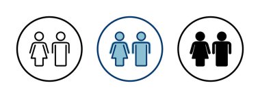 Beyaz arka planda erkek ve kadın ikon vektörü izole edildi. erkek ve kadın sembolü