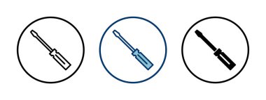 Beyaz arkaplanda izole edilmiş tornavida simgesi vektörü. Tornavida vektör simgesi