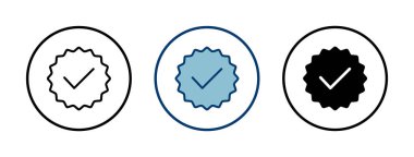 Beyaz arkaplanda izole edilmiş simge vektörü. Onaylı Madalya Simgesi vektörü. işaretle