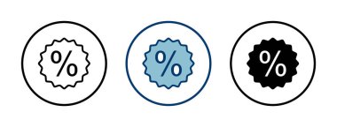 İndirim simgesi vektörü beyaz arkaplanda izole edildi. İndirim etiketi simgesi. 