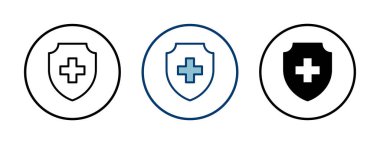 Sağlık sigortası ikonu vektörü beyaz arka planda izole edildi. Sigorta sağlık belgesi simgesi