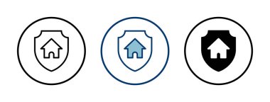 Ev sigortası ikonu vektörü beyaz arka planda izole edildi. ev koruma simgesi