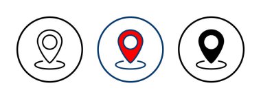 Pin simgesi vektörü beyaz arkaplanda izole edildi. Konum simgesi. Harita işaretleyici simgesi. Nokta. Yer bulucu. Adres