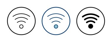WIFI Simge vektörü beyaz arkaplanda izole edildi. Sinyal vektör simgesi. Kablosuz ve kablosuz ağ simgesi veya uzak internet erişimi için imza