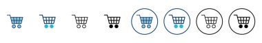 Alışveriş simgesi vektörü beyaz arkaplanda izole edildi. Alışveriş arabası ikonu. Basket ikonu. Trolley