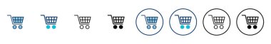 Alışveriş simgesi vektörü beyaz arkaplanda izole edildi. Alışveriş arabası ikonu. Basket ikonu. Trolley