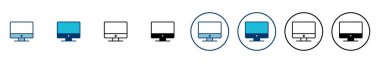 Beyaz arkaplanda bilgisayar simgesi vektörü izole edildi. PC Simge vektörü. Bilgisayar monitörü simgesi. Düz PC sembolü