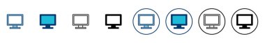 Beyaz arkaplanda bilgisayar simgesi vektörü izole edildi. PC Simge vektörü. Bilgisayar monitörü simgesi. Düz PC sembolü