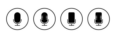Beyaz arkaplanda izole edilmiş mikrofon simgesi vektörü. Mikrofon işareti. Karaoke mikrofon ikonu. Yayın mikrofonu işareti
