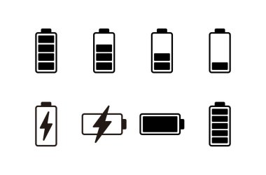 Batarya ikonu vektörü beyaz arkaplanda izole edildi. Batarya vektör simgesi. Şarj seviyesi. pil yükleme simgesi