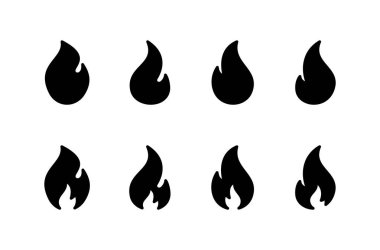 Beyaz arkaplanda izole edilmiş ikon vektörünü ateşle. Alev simgesi şablonunu ateşle. Ateş alevleri sembol vektörü