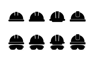 Beyaz arkaplanda izole edilmiş kask simgesi vektörü. Motosiklet kaskları. Yarış kaskı. İnşaat miğferi ikonu. Güvenlik kaskı