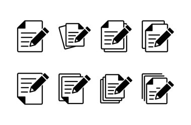 Not simgesi vektörü beyaz arkaplanda izole edildi. Simge vektörü alınıyor. Satır simgesini düzenle. Belge yazımı. İçerik yazımı