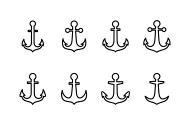 Çapa simgesi vektörü beyaz arkaplanda izole edildi. Çapa sembolü logosu. Çapa deniz simgesi.