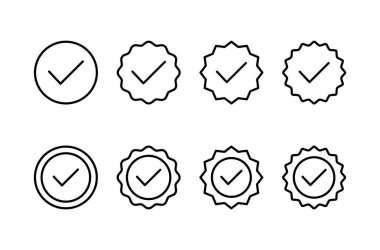 Beyaz arkaplanda izole edilmiş simge vektörü. Onaylı Madalya Simgesi vektörü. işaretle