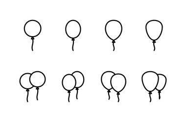 Beyaz arkaplanda izole edilmiş balon simgesi vektörü. Parti balonu süsleme doğum günü vektörü. Balon vektör simgesi
