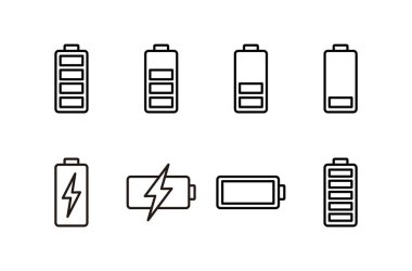 Batarya ikonu vektörü beyaz arkaplanda izole edildi. Batarya vektör simgesi. Şarj seviyesi. pil yükleme simgesi