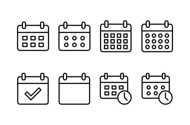 Takvim simgesi vektörü beyaz arkaplanda izole edildi. Takvim sembolü. Takvim vektör simgesi. Son teslim tarihi. Randevu. Süre
