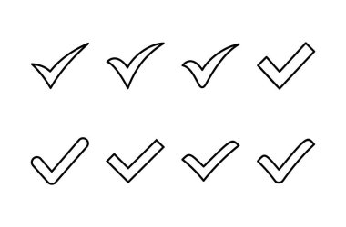 Beyaz arkaplanda izole edilmiş simge vektörünü kontrol et. İşaret simgesini işaretle. Kontrol listesi simgesi. Tik tak