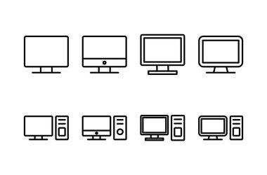 Beyaz arkaplanda bilgisayar simgesi vektörü izole edildi. PC Simge vektörü. Bilgisayar monitörü simgesi. Düz PC sembolü