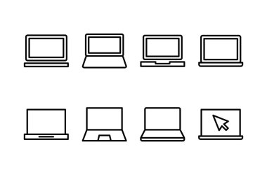 Dizüstü bilgisayar simgesi vektörü beyaz arkaplanda izole edildi. Laptop vektör simgesi