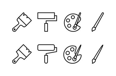 Beyaz arkaplanda izole edilmiş resim simgesi vektörü. Fırça vektör simgesini boya. Boya silindiri simgesi