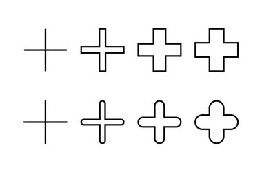 Artı beyaz arkaplanda izole edilmiş simge vektörü. Artı simge ekle. Toplama işareti. Tıbbi Artı simgesi