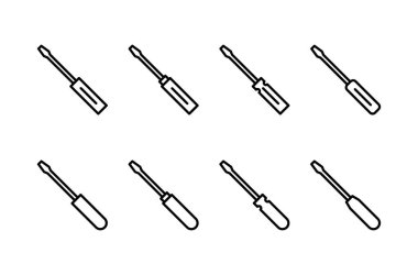 Beyaz arkaplanda izole edilmiş tornavida simgesi vektörü. Tornavida vektör simgesi