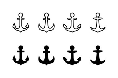 Çapa simgesi vektörü beyaz arkaplanda izole edildi. Çapa sembolü logosu. Çapa deniz simgesi.